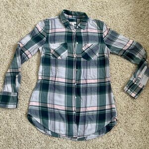 Merona Plaid Button Down Shirt in Green and Pink